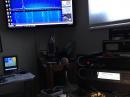 WM Nye straight key with Navy Knob, Flex 6300 and SPE1.3K amp at 500w into Carolina Windom 80 at 62' on tower just erected today.  Great fun on SKN as always with limited ops due to antenna/tower installation.
